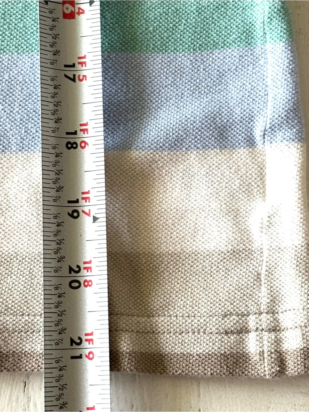 Vintage kids Lacoste Striped Polo in Mint, Light Blue & Taupe